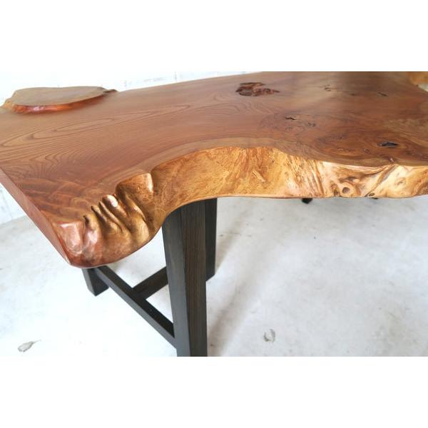 ダイニングテーブル 【１点もの商品】 一枚板 ケヤキ けやき 欅 天然木 無垢 幅193cm・奥行62〜106cm・高さ70cm【国産材 国内加工】