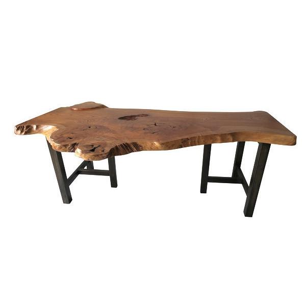 ダイニングテーブル 【１点もの商品】 一枚板 ケヤキ けやき 欅 天然木 無垢 幅193cm・奥行62〜106cm・高さ70cm【国産材 国内加工】