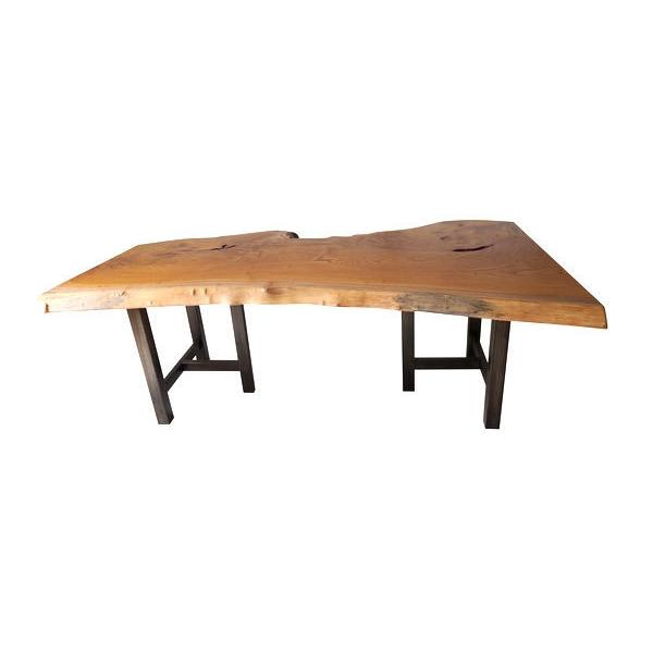 ダイニングテーブル 【１点もの商品】 一枚板 ケヤキ けやき 欅 天然木 無垢 幅200cm・奥行82〜120cm・高さ70cm【国産材 国内加工】_6
