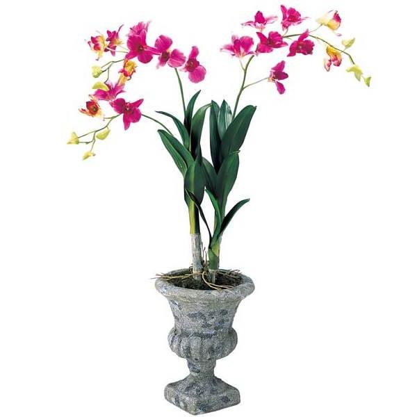 人工観葉草木 鉢花 デンドロビウムポット 造花 お花 [ONSFLGD7629] アートフラワー鉢花-花、ガーデニング