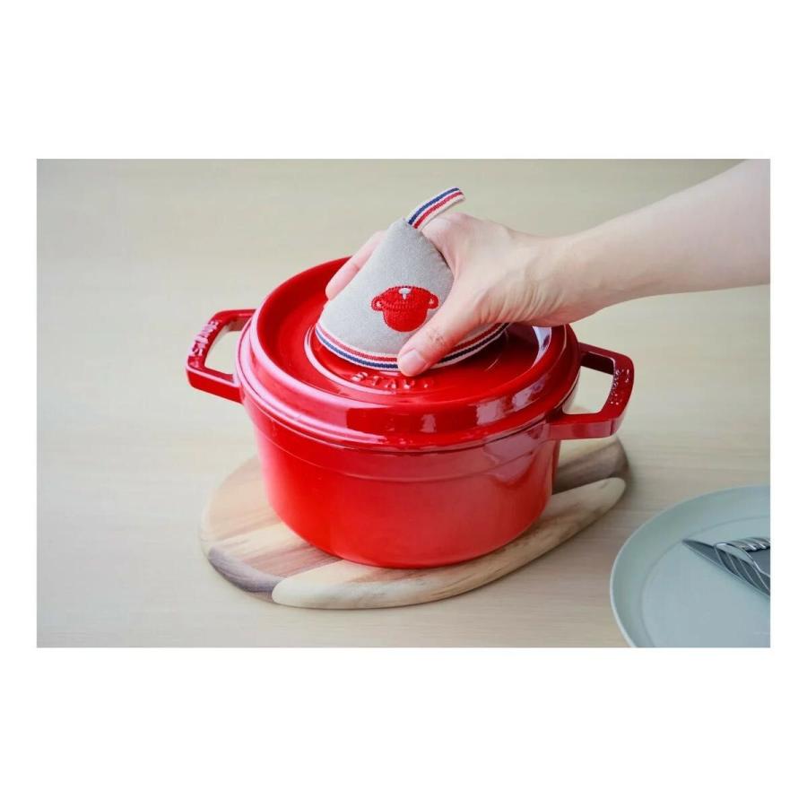 STAUB ストウブ 両手鍋 シャローココットラウンド 26cm ミトン付 4L チェリー 国内正規品 ストウブ Staubの画像
