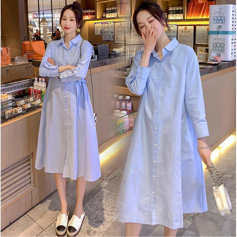 シャツワンピース 春秋 マタニティー服 長袖 ゆったり 体型カバー マタニティー 妊婦服 事務服 着痩せ 新作 ロングシャツ 産前産後 大きいサイズ :fz46468216:良品楽市楽座ストア 通販 マタニティー シャツ