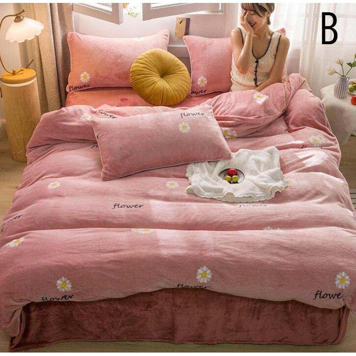 フランネル 4点セット 布団カバーセット シーツ カバー 秋冬 可愛い New 花柄 枕カバー 寝具セット 暖かい プレゼント 人気 4点セット 掛け布団カバー 枕カバー フラットシーツ ボックスシーツ Rq 良品楽市楽座ストア