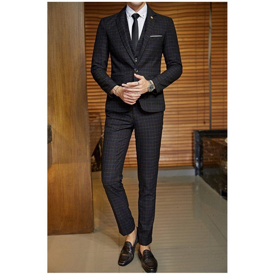 ジャケット ベスト パンツ メンズスーツセットチェク柄 メンズファッション スーツ3点セット New 良品楽市楽座ストア 紳士服 紳士服 Szならショッピング ランキングや口コミも豊富なネット通販 更にお得なpaypay残高も スマホアプリも充実で毎日どこからでも気