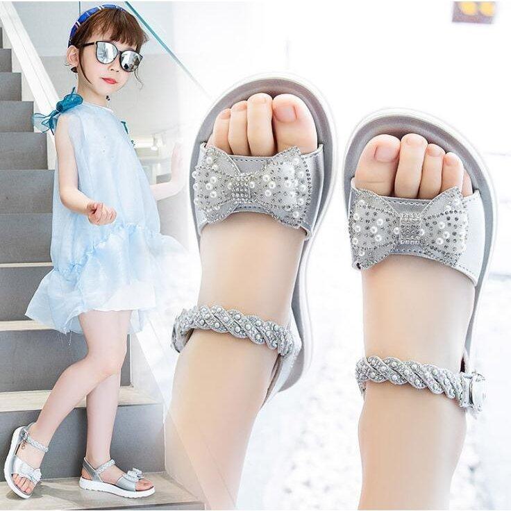 女の子 子供サンダル new 歩きやすい リボン キラキラ 柔らかい お姫様