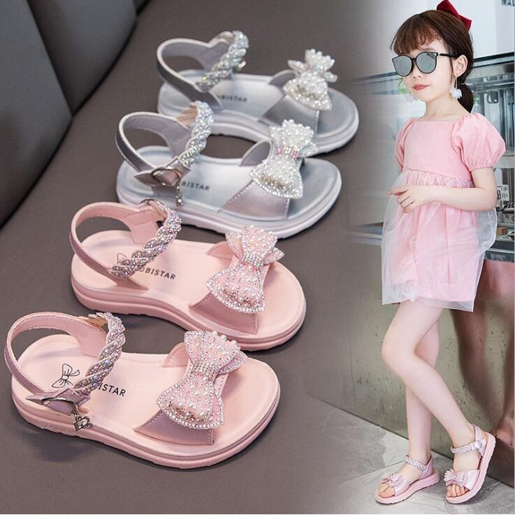 女の子 子供サンダル new 歩きやすい リボン キラキラ 柔らかい お姫様