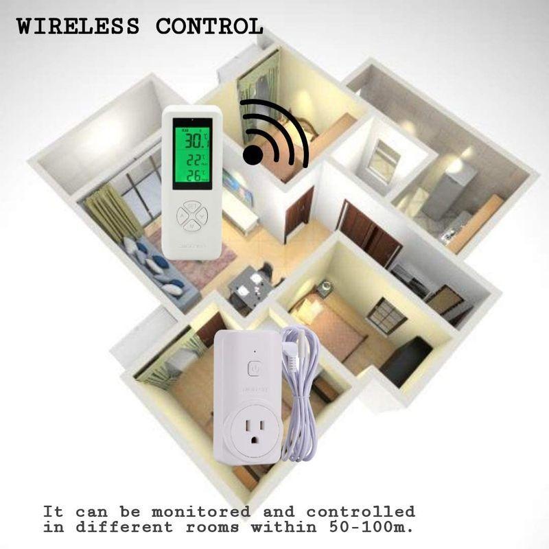 DIGITEN WTC200ワイヤレス温度コントローラーサーモスタットアウトレットリモートコントロール温度計、2m / 6ftNTC温度セン