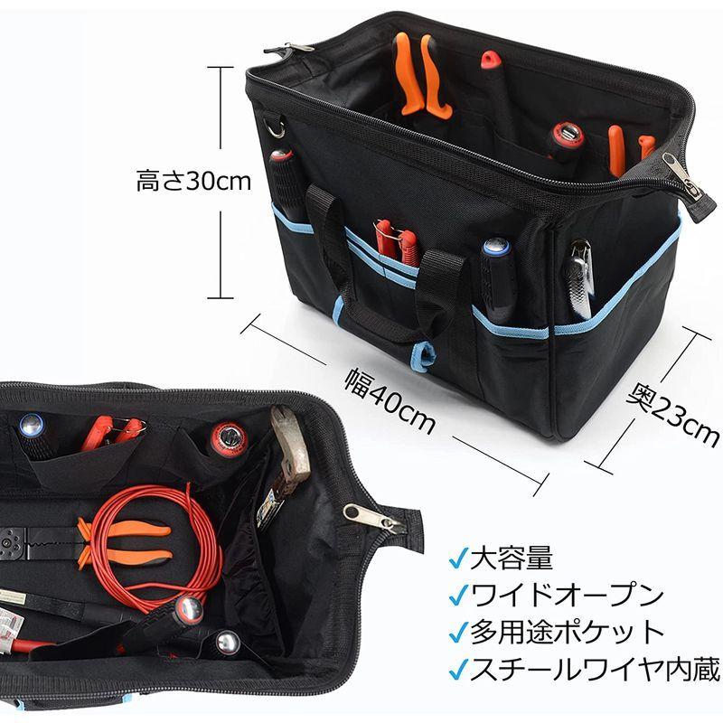 工具バッグ ツールバッグ 工具差し入れ 道具袋 ショルダー付き 大容量 大口収納 ワイドオープン 強化底 軽量 丈夫 多機能|ryohinshop|03