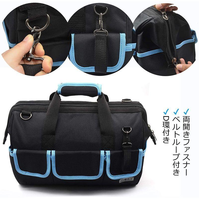 工具バッグ ツールバッグ 工具差し入れ 道具袋 ショルダー付き 大容量 大口収納 ワイドオープン 強化底 軽量 丈夫 多機能|ryohinshop|04