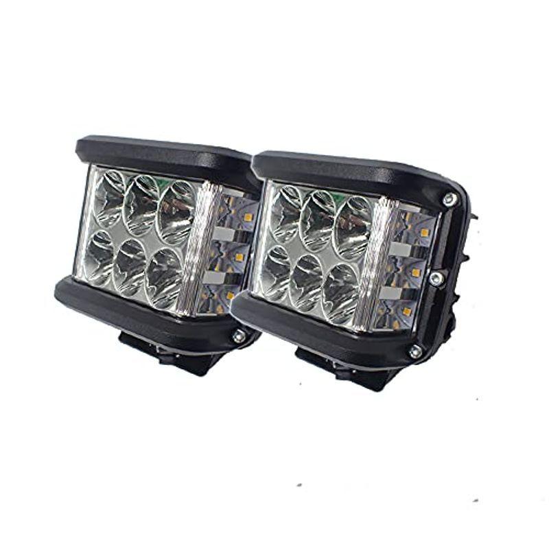 LEDワークライト ストロボ LED作業灯 ホワイト アンバー 12V 24V 10~36V 60W 角度調節 専用ステー付 2個セット I