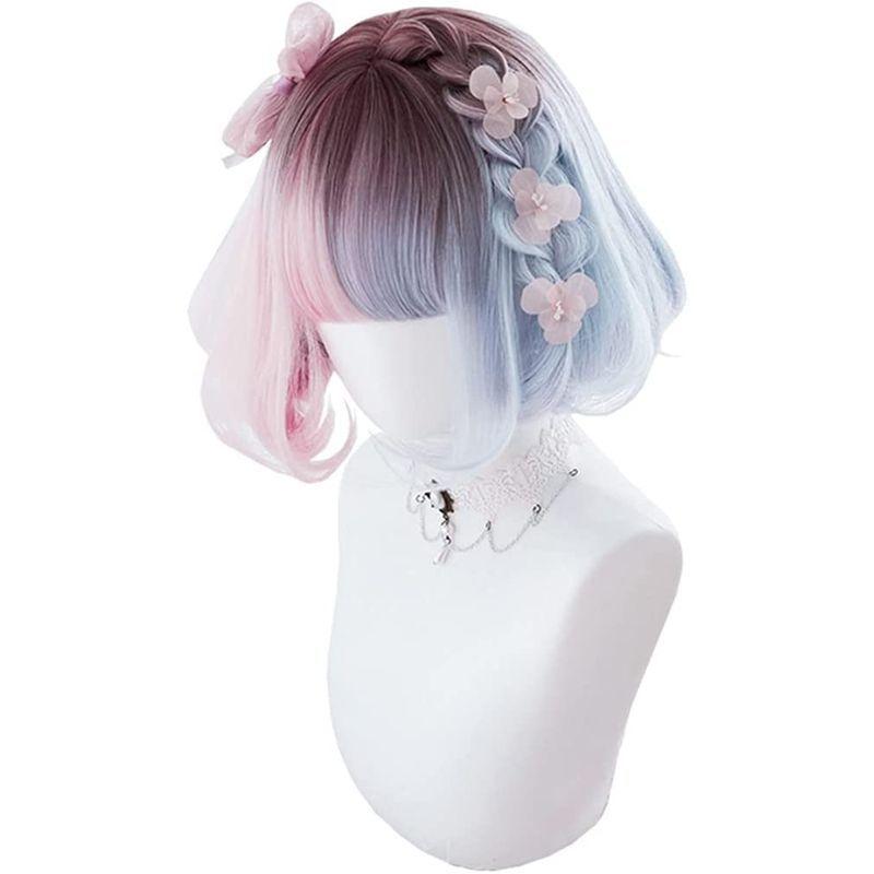 ウィッグ ロリータ 原宿風 Gal系 コスプウィッグ ゴスロリ 耐熱 左右色違い ピンク 水色 メッシュ ボブ 森ガール ゆめかわいい 良品yahoo ショップ 通販 Yahoo ショッピング