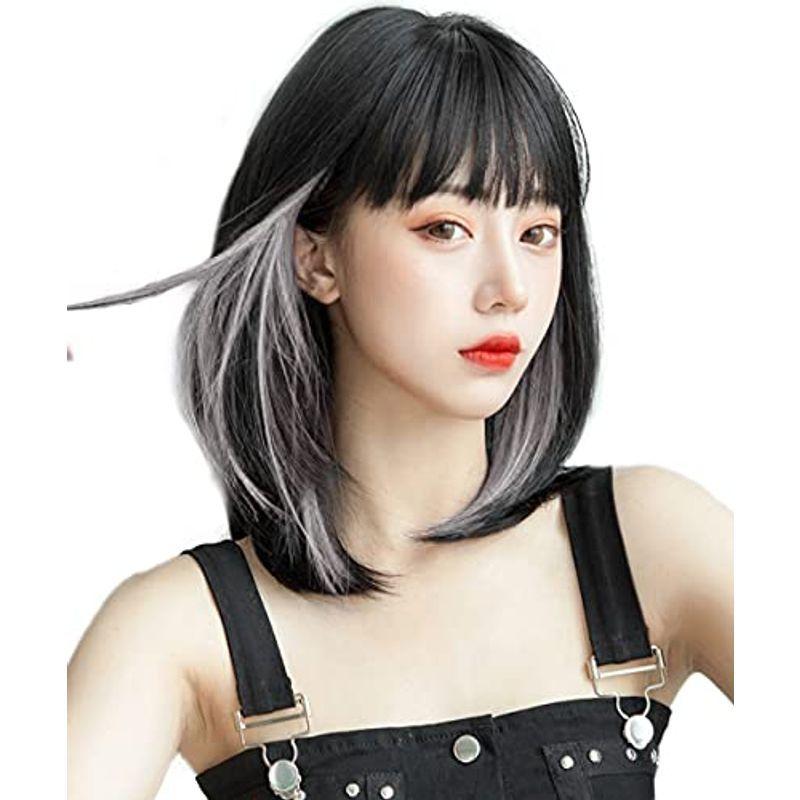 ウィッグ 黒グレー ボブ インナーカラー セミロング ミディアム レディース ショートフルウィッグ 白 エクステ 女性 カツラ 女の子 かつ 良品yahoo ショップ 通販 Yahoo ショッピング