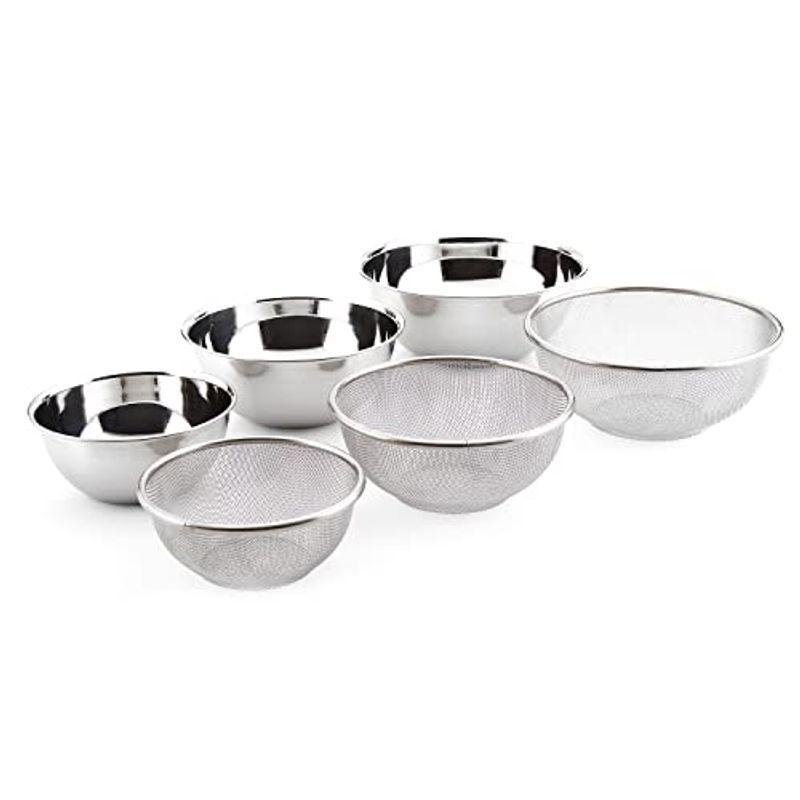 日本製・18-8ステンレスざる＋ボウル ６点セット16.5?＋19.5?＋22.5?EC-6P