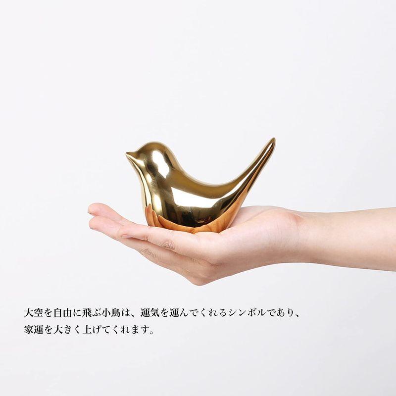 魅力的な価格 Queen-b 小鳥 ゴールド 北欧 玄関 装飾 大小2個セット 置物 アップ インテリア 飾り バード 卓上 オブジェ 鳥 運気 シンプル 工芸品、民芸品 北欧風 小鳥のオブジェ 置物 風水 幸運 金運 ゴールド 大・小