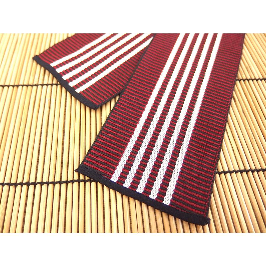 旅館浴衣用帯　平帯　幅広タイプ　エンジに白五本線　7×240cm　100本セット |  | 02