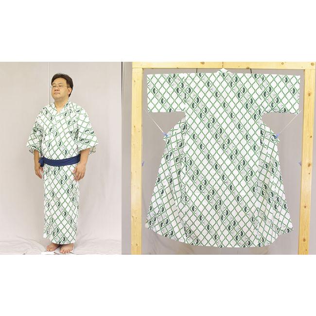 旅館・ホテル浴衣　日本製　遊美　フチ取扇柄　特大サイズ　10枚セットの画像