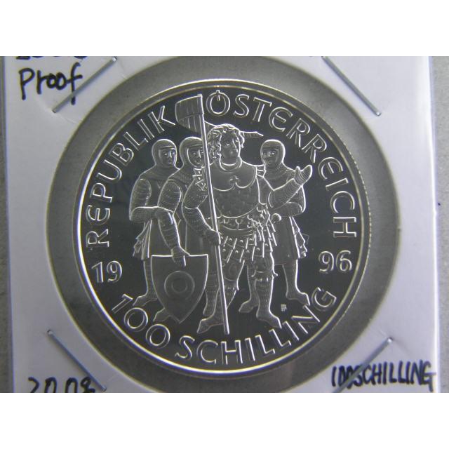3036/オーストリア・100ボブ銀1996年Proof 楽器、手芸、コレクション-硬貨-コレクション、趣味