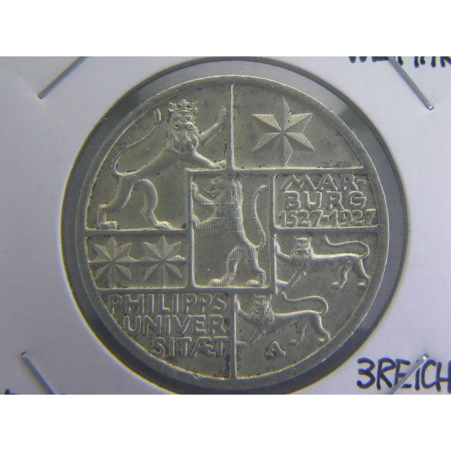53/ドイツ・3REICHSMARK銀貨1927年A　WEIMAR