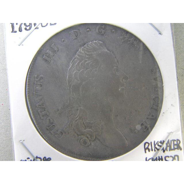 527/スウェーデン・RIKSDALER銀貨1791年OL