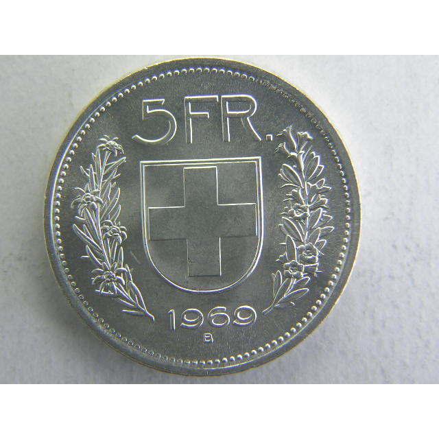 40/スイス・５フラン銀貨1969年B ウイリアム・テル 【楽天カード分割】