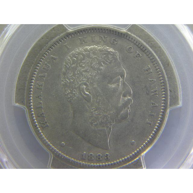 6/ハワイ王国・1/2DOLLAR銀貨1883年 KALAKAUA I PCGS AU-50 : 緑地