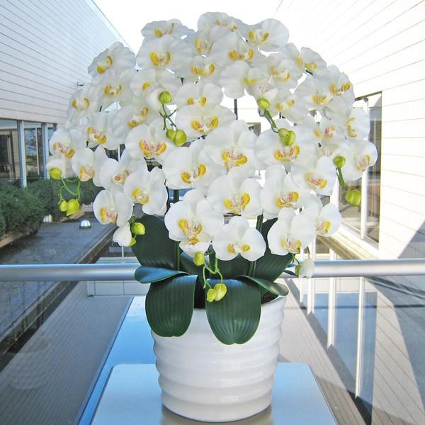 光触媒 胡蝶蘭 アートフラワー 造花 7本立て お祝い ホワイト 白 高級  