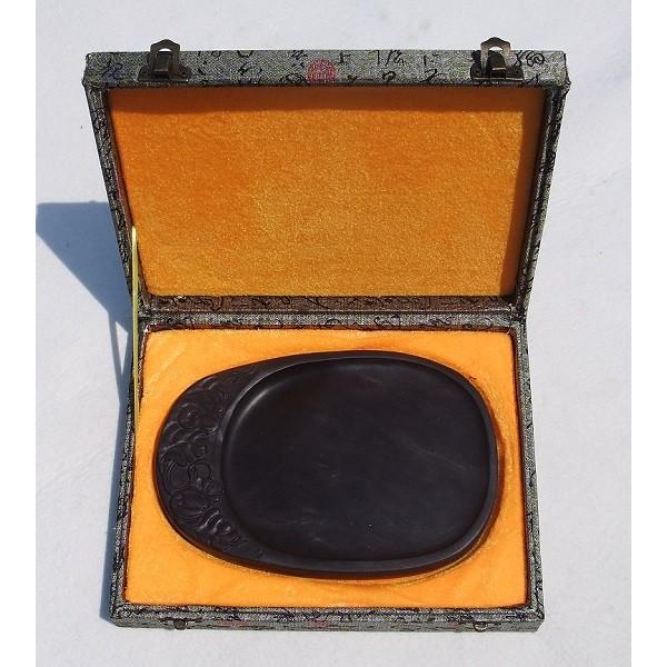 端渓硯 麻子坑 彫刻硯 8吋 瓜と葉の彫刻 すずり : 書道用品 緑風店