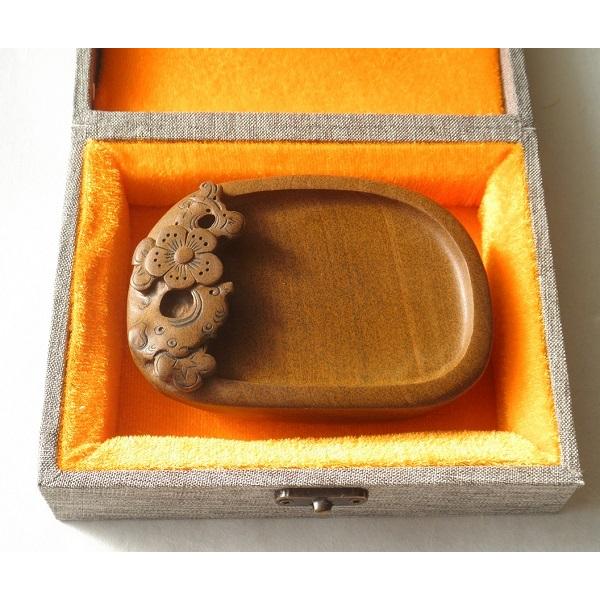 歙州硯 黄魚子紋 4.5吋 喜上眉梢硯 すずり 歙硯 歙州硯