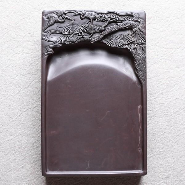 坑仔岩 松鶴硯 端渓硯 6吋 150×93×25粍 一点物 すずり 楽器、手芸、コレクション-書道用具-硯