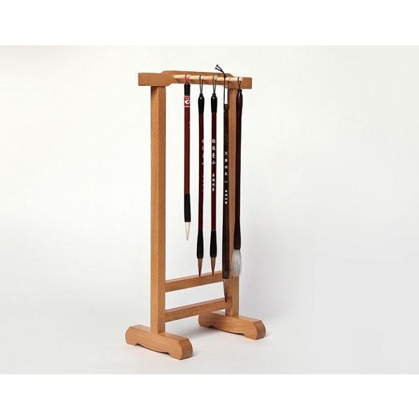 筆掛け 天然木 10本用 ケヤキ製 筆スタンド 書道用具 : 書道用品 緑風