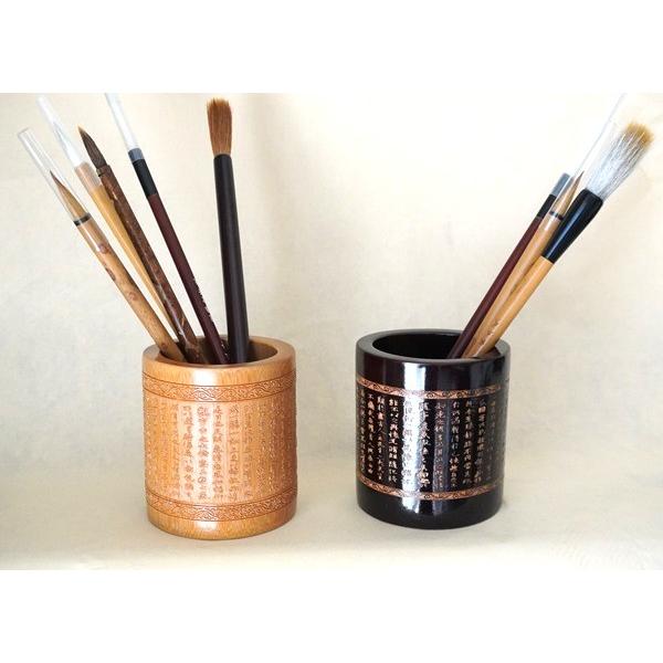 王羲之 蘭亭序 筆立て ペン立て 竹製 書道用具 文房具 筆筒 : 書道用品