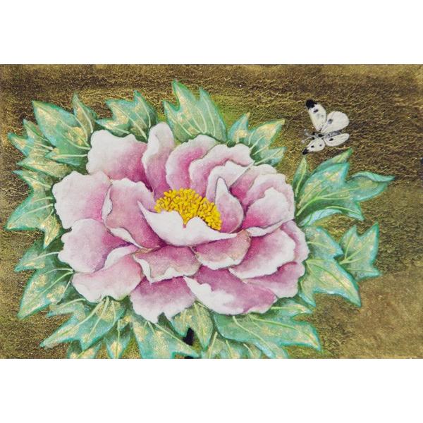 【 日本画 原画 名取り草と蝶 （ＳＭ）２２．７×１５．８ 仮額付 】 萩原緑風（横山大観の孫弟子）細工物 美術、工芸品-楽器、手芸、コレクション-絵画