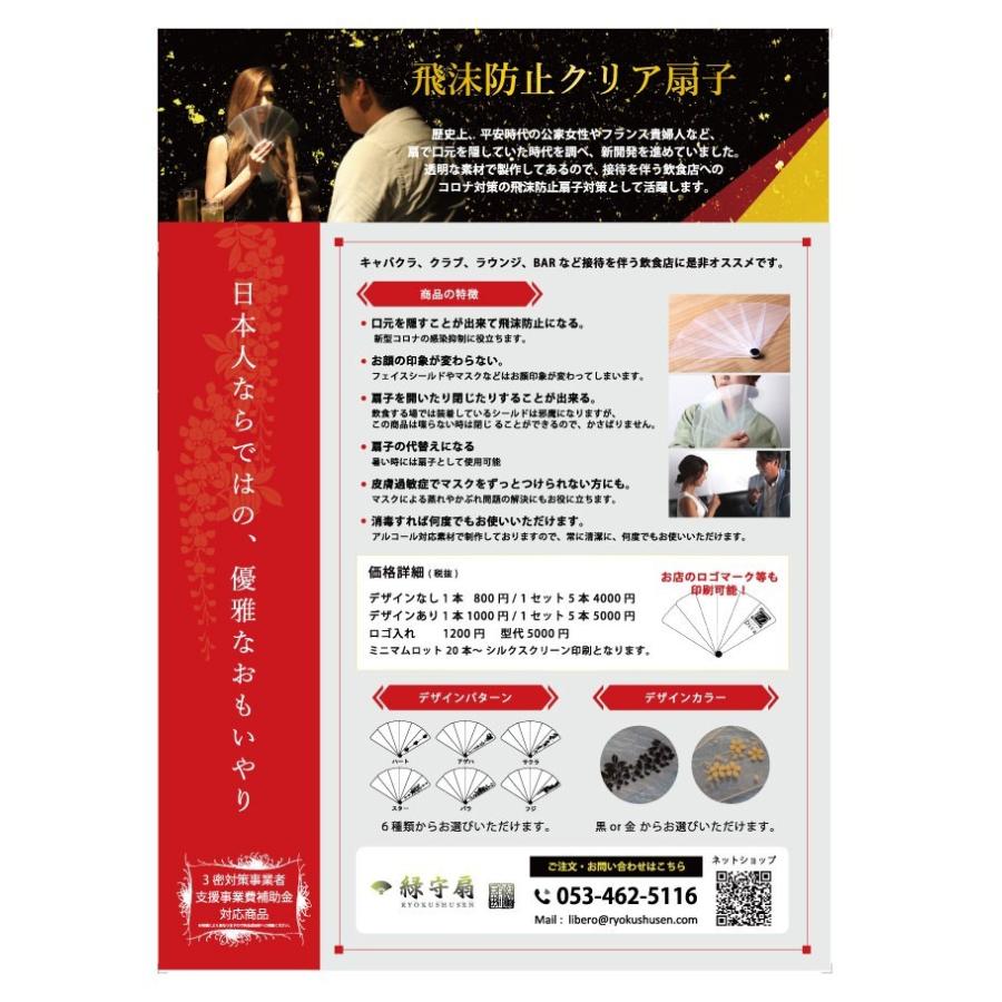 ロゴ入り透明扇子 20本 ※店舗・会社のロゴが入ります 型代込（コロナ対策グッズ フェイスシールド 扇子 マスク 飛沫防止クリア扇子） |  | 02