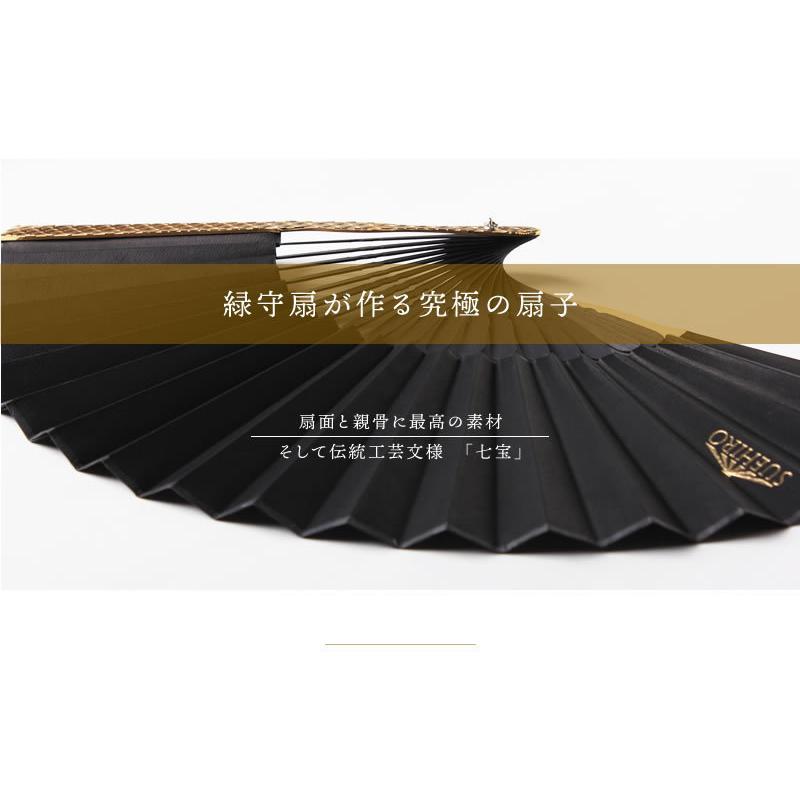 SUEHIRO SENSU 七宝 BLACK（末広扇子 ブラック レザーファン 牛本革使用 本革扇子 高級扇子） |  | 02