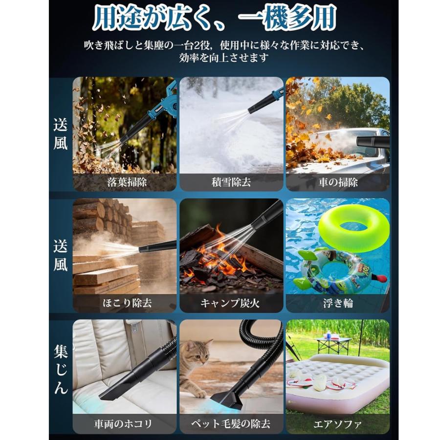 即納】ブロワー 充電式 1台2役 無段変速 超強力 洗車 集じん機能付き