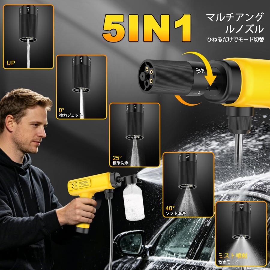 即納 】高圧洗浄機 コードレス 充電式 コンパクト Type-C充電 収納