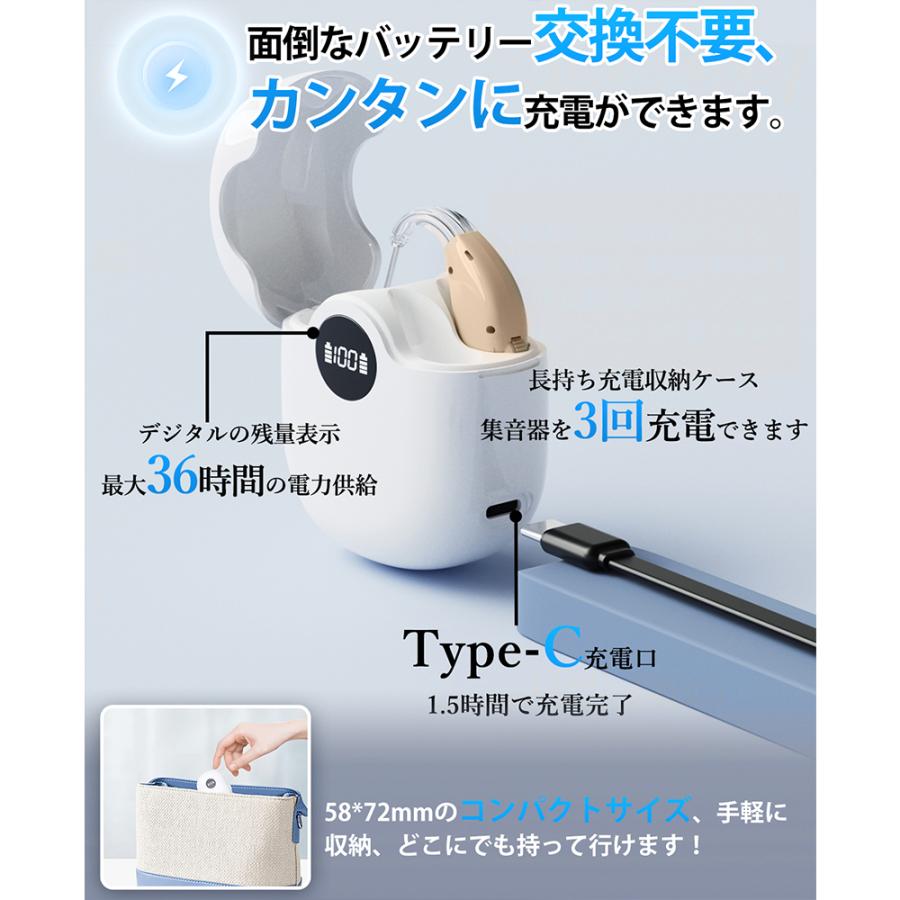 集音器 高齢者 耳掛け型 ワイヤレス 使いやすい 軽量 両耳 長 集音器 高齢者 耳掛け型 ワイヤレス 使いやすい 軽量 両耳 長