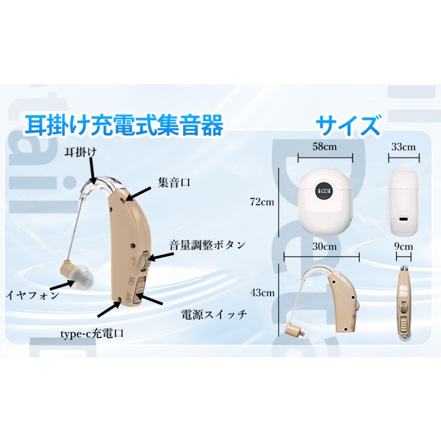 集音器 高齢者 耳掛け型 ワイヤレス 使いやすい 軽量 両耳 長 集音器 高齢者 耳掛け型 ワイヤレス 使いやすい 軽量 両耳 長