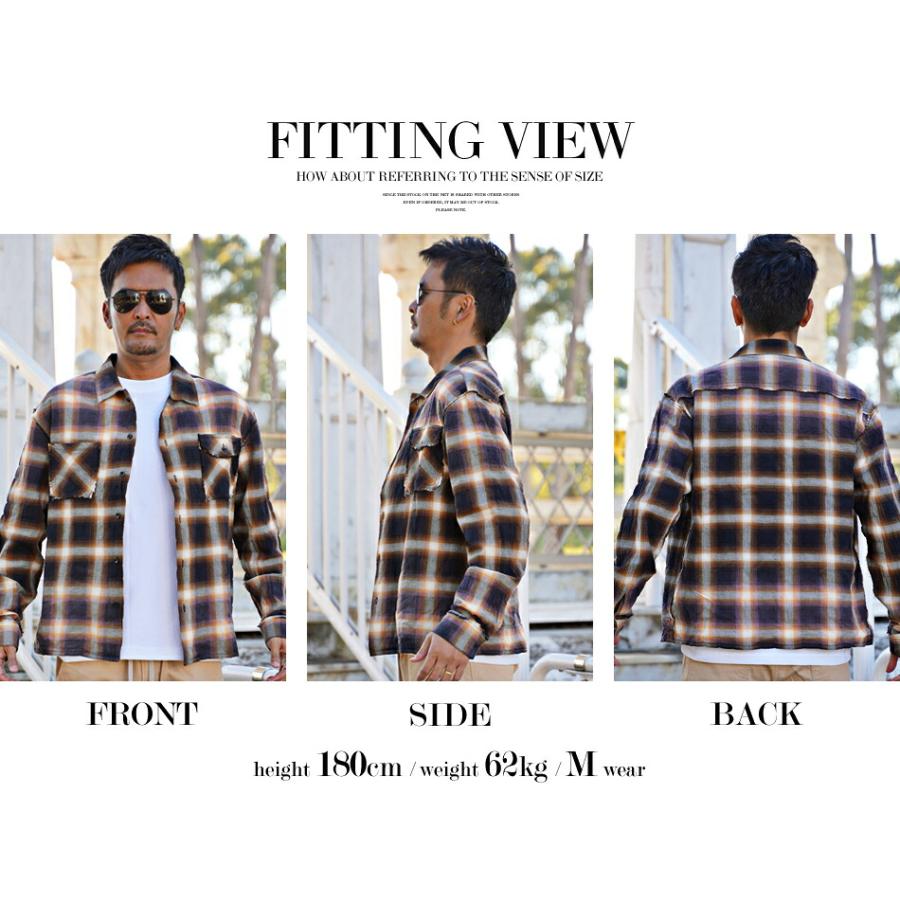 カジュアルシャツ メンズ 長袖 チェックシャツ オンブレチェック