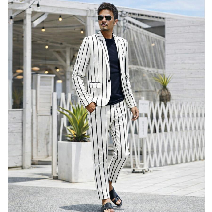 セットアップ メンズ 春夏 スーツ オシャレ テーパード スキニー