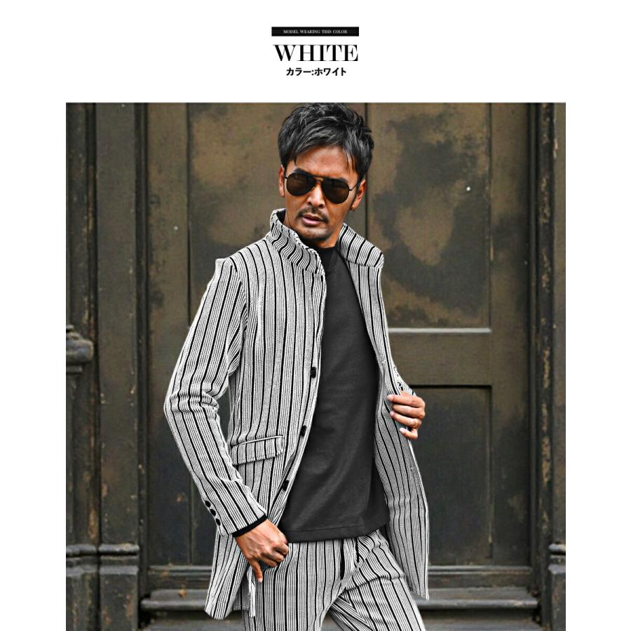 セットアップ メンズ スーツ ストレッチ 秋 冬 ストライプ チェスター