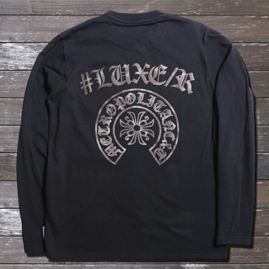 メンズ トップス ロンt Tシャツ 長袖 ロゴ発泡プリント クルーネック