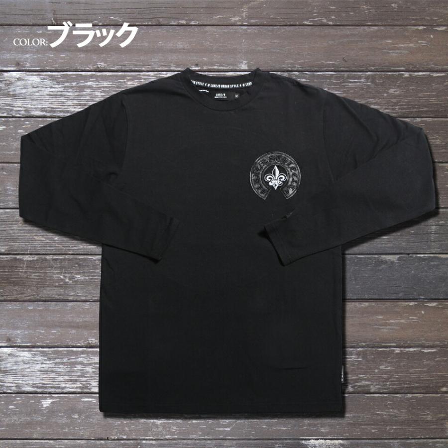 ロンt メンズ Tシャツ ユニセックス 長袖 ロゴ刺繍ワッペン クルー
