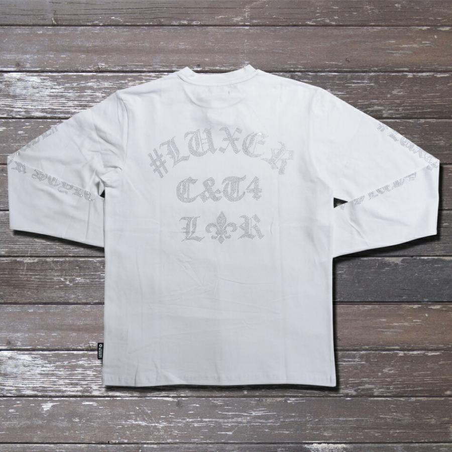 ロンt メンズ Tシャツ ユニセックス 長袖 ラインストーンロゴ クルー