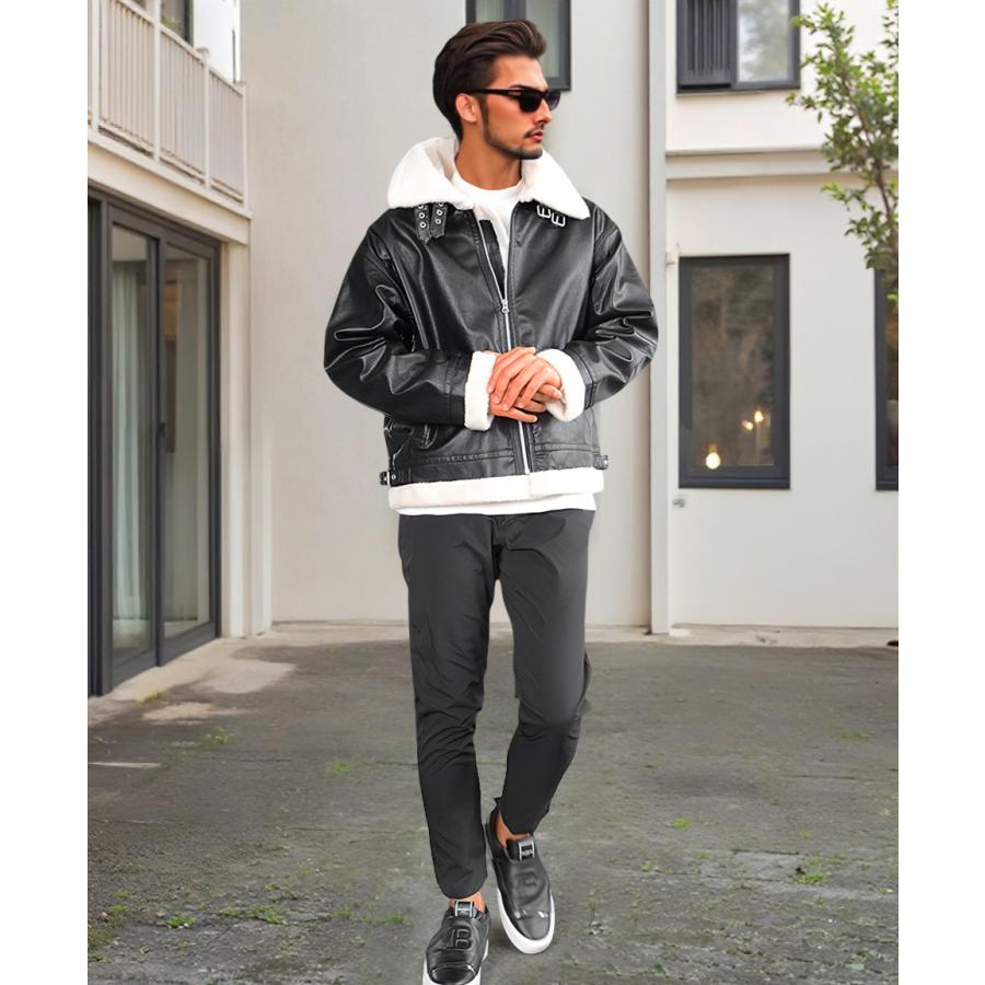 ライダース メンズ B-3 フライトジャケット フェイクレザー オーバー