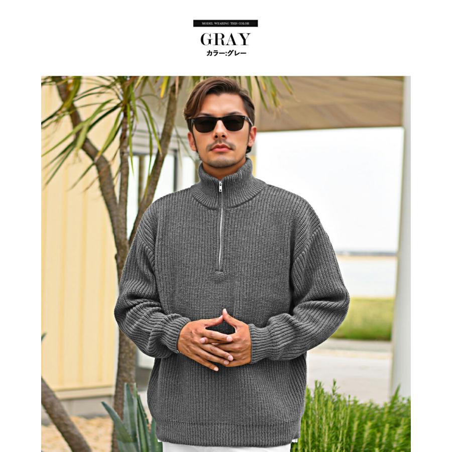 レザレクション ハーフジップ ニット メンズM ニット メンズ ハーフジップ セーター おしゃれ かっこいい