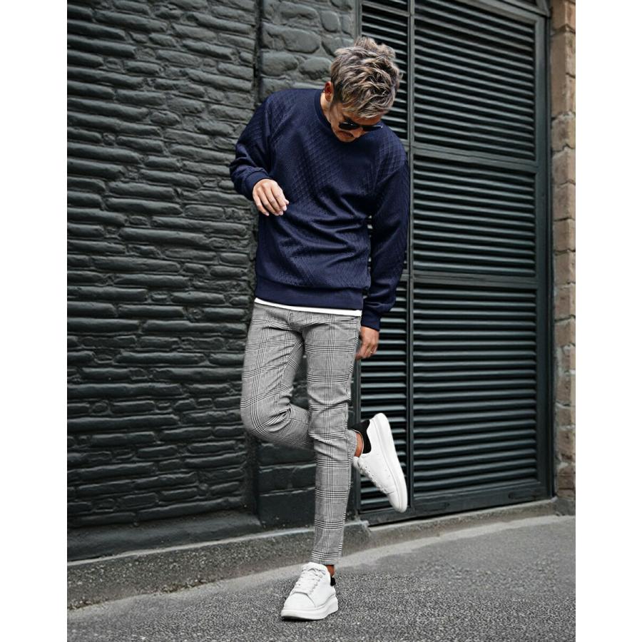 チェックパンツ メンズ 安い ストレッチ カジュアル グレンチェック