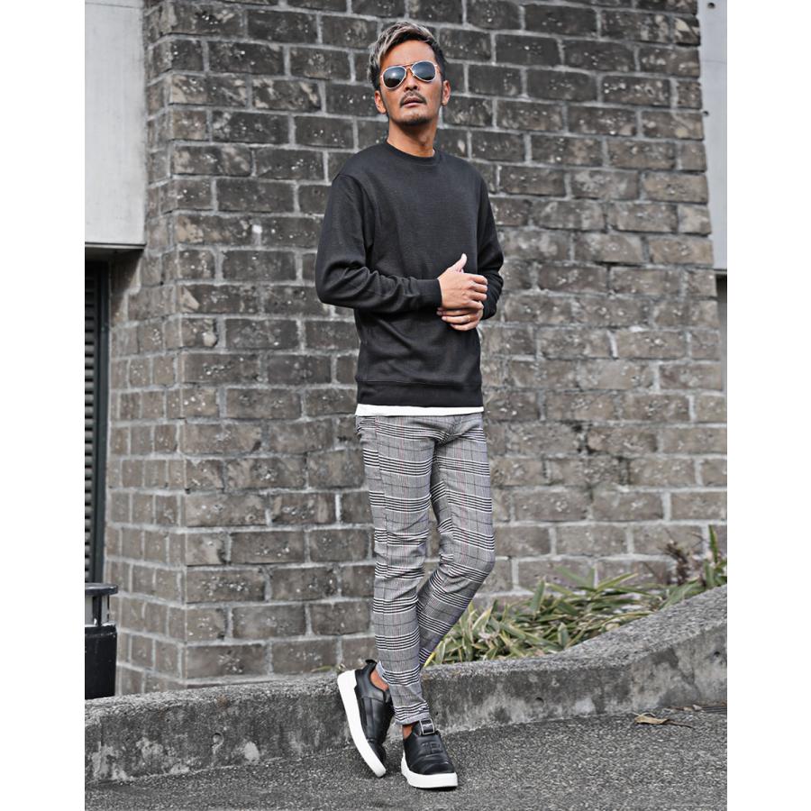 チェックパンツ メンズ ストレッチ パンツ カジュアル グレンチェック