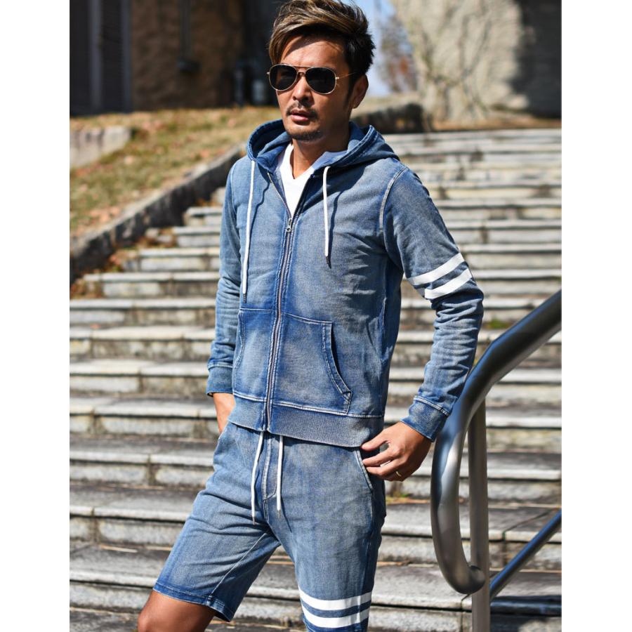 デニムセットアップ セットアップ メンズ 夏 上下 スウェット Grm メンズファッション In The City 通販 Yahoo ショッピング