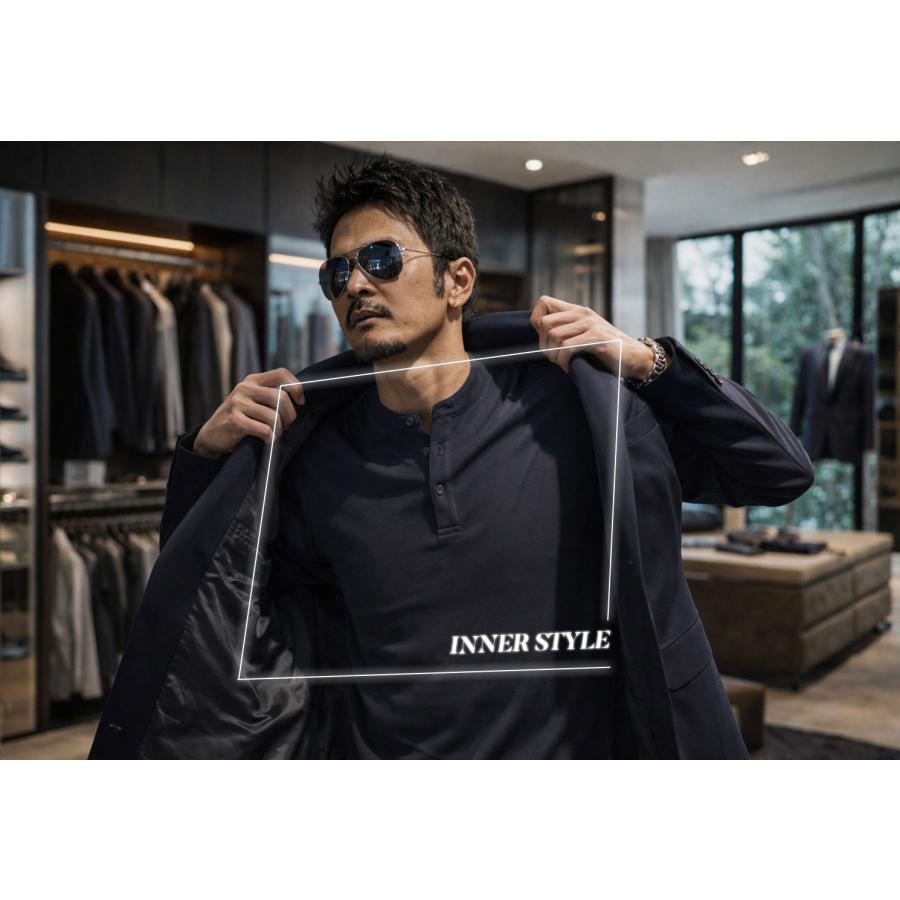 メンズ トップス ヘンリーネック Tシャツ カットソー ロンT長袖